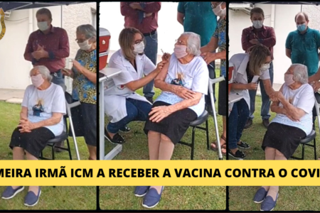 Irmã Teresita Carlotti é uma das primeiras pessoas a receber a vacina contra o Covid-19 em Salvador do Sul